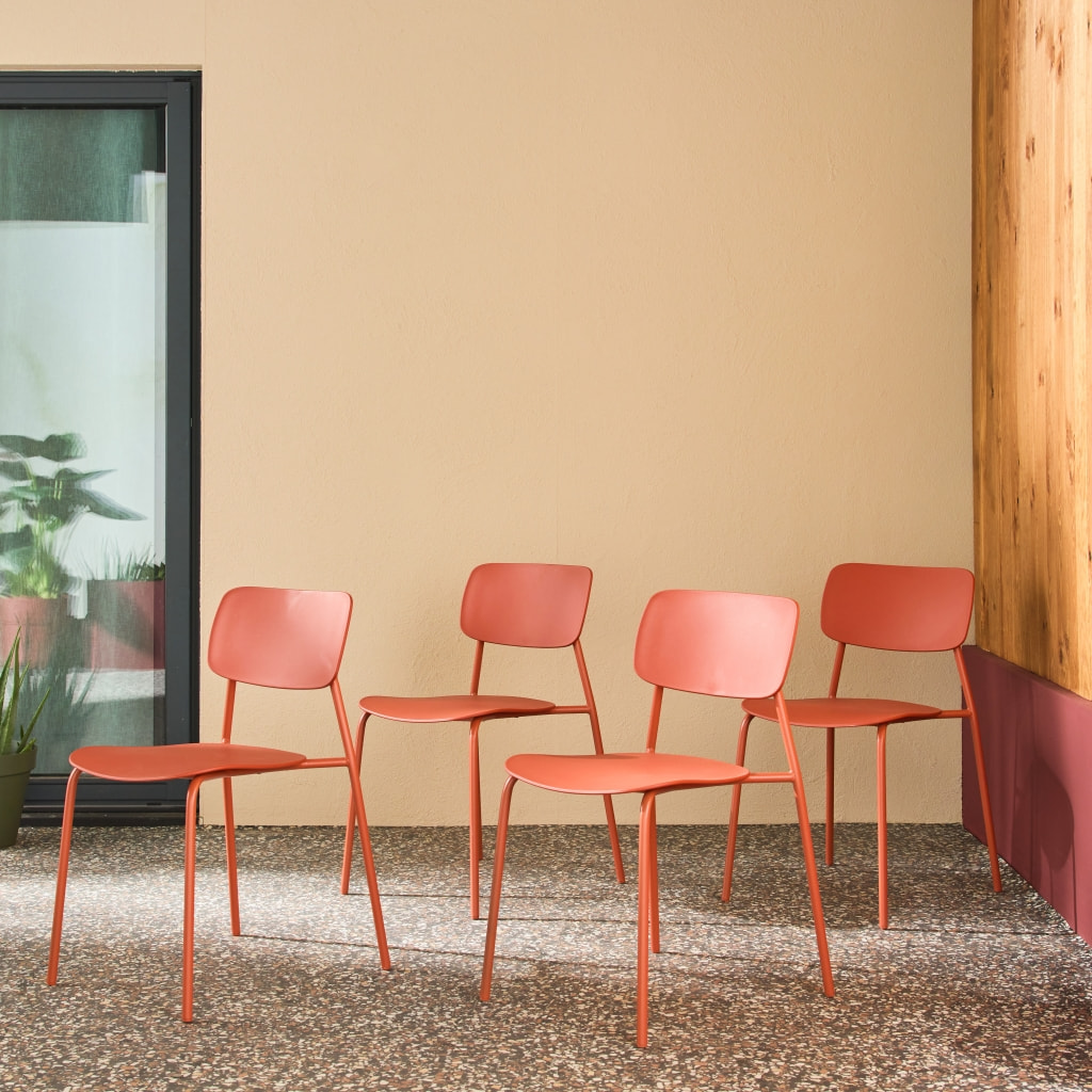 Chaise de jardin empilable acier et plastique (lot de 4) LIVA