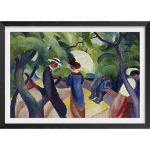 Poster Promenade- Macke August Affiche + cadre en bois - Noir