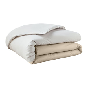 Housse de couette bicolore en percale de coton, RENDEZ-VOUS, Gris perle