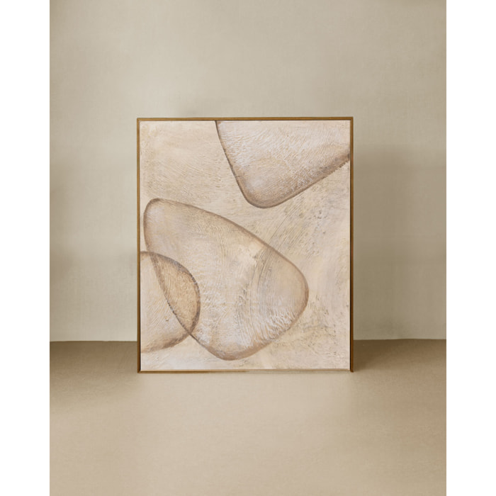 Tableau beige décoratif sur coton avec cadre en bois peint à la main à la peinture à l'huile en différentes tailles
