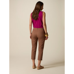 Oltre - Pantalones capri mezcla de algodón - Beige