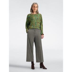 Elena Mirò - Pantaloni cropped jacquard check - Nero