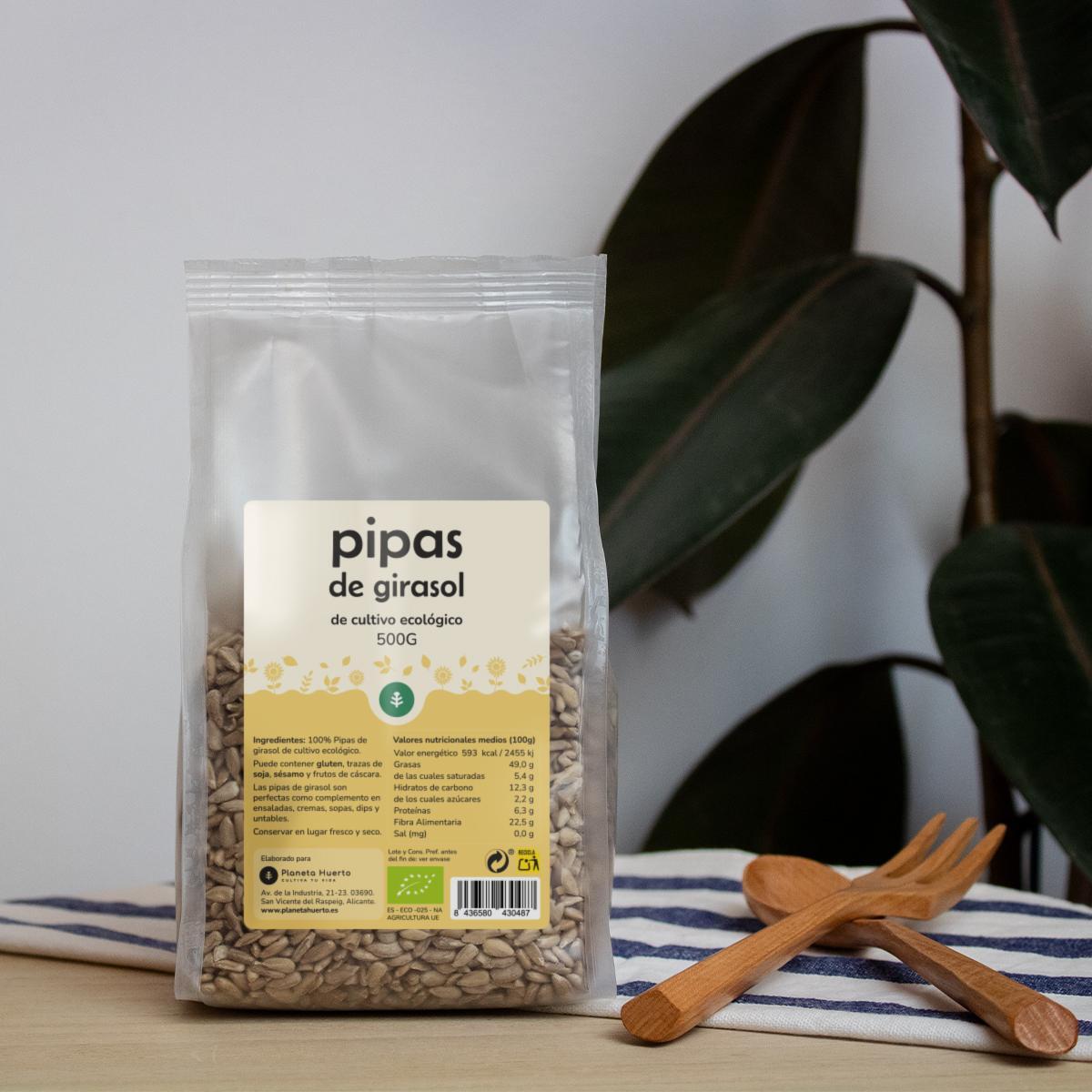 PLANETA HUERTO | Pack 2x Pipas Peladas de Girasol ECO 500g Semillas Ricas en Vitamina E, Minerales y Ácidos Grasos Saludables