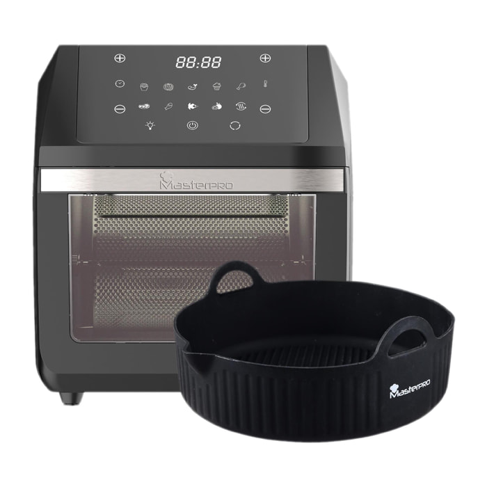 Set de freidora de aire de 11l 1800w + bandeja de horno redonda de silicona rocket masterpro