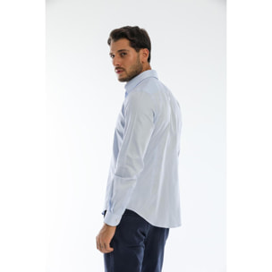 Camicia Uomo 1 Bottone Italiano Slim Oxford unito Celeste