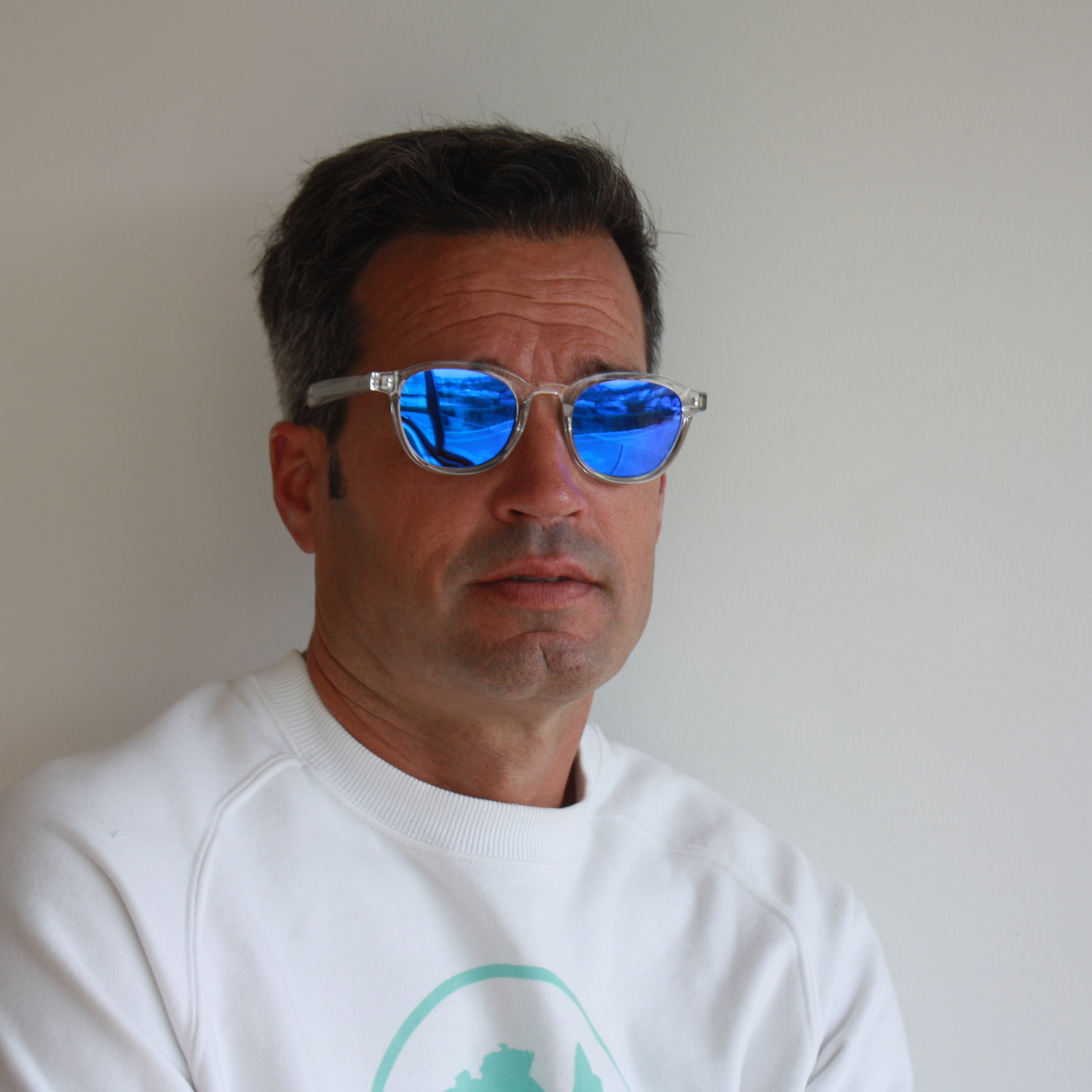 Gafas de sol OCEAN BONDI BEACH - Blanco transparente brillante / Revo azul