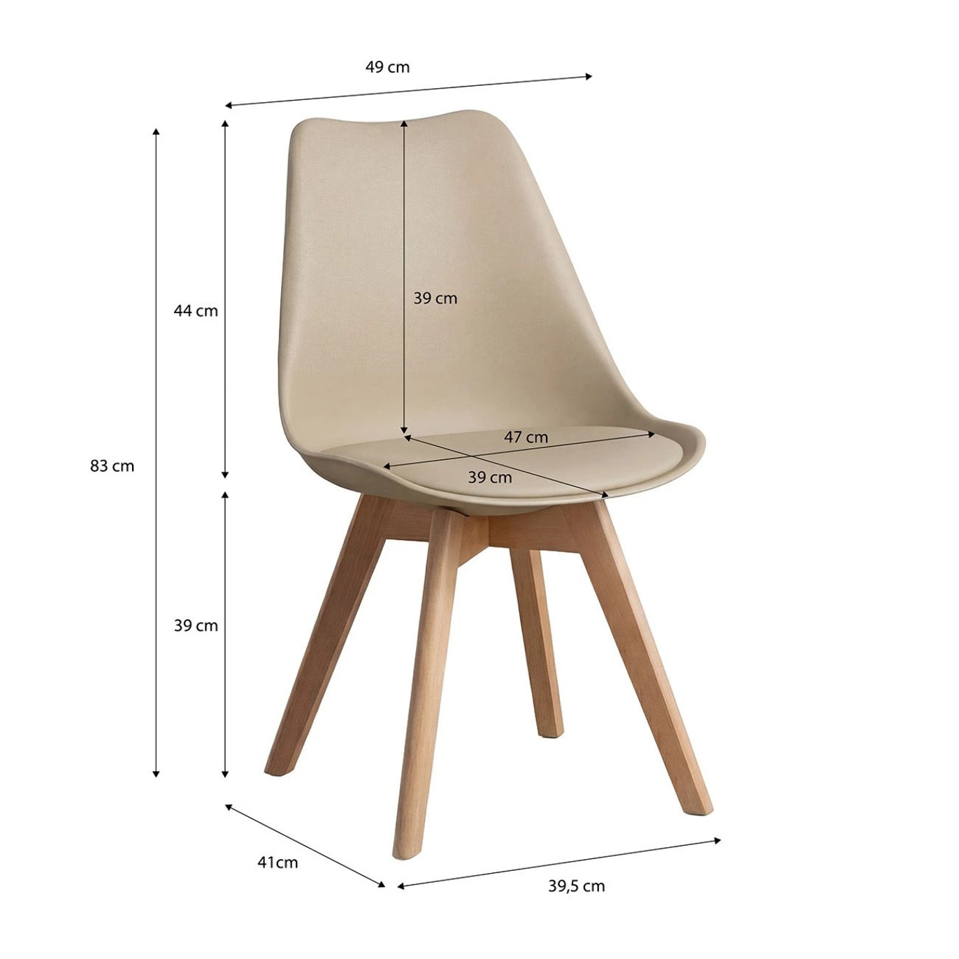 Pack 4 sillas de comedor en arena 83x49 cm Beench Arena