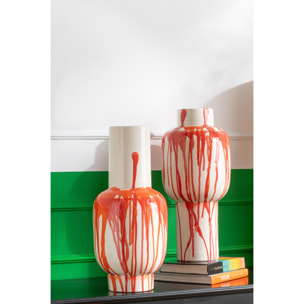 J-Line Vase Ligné - céramique - blanc/orange