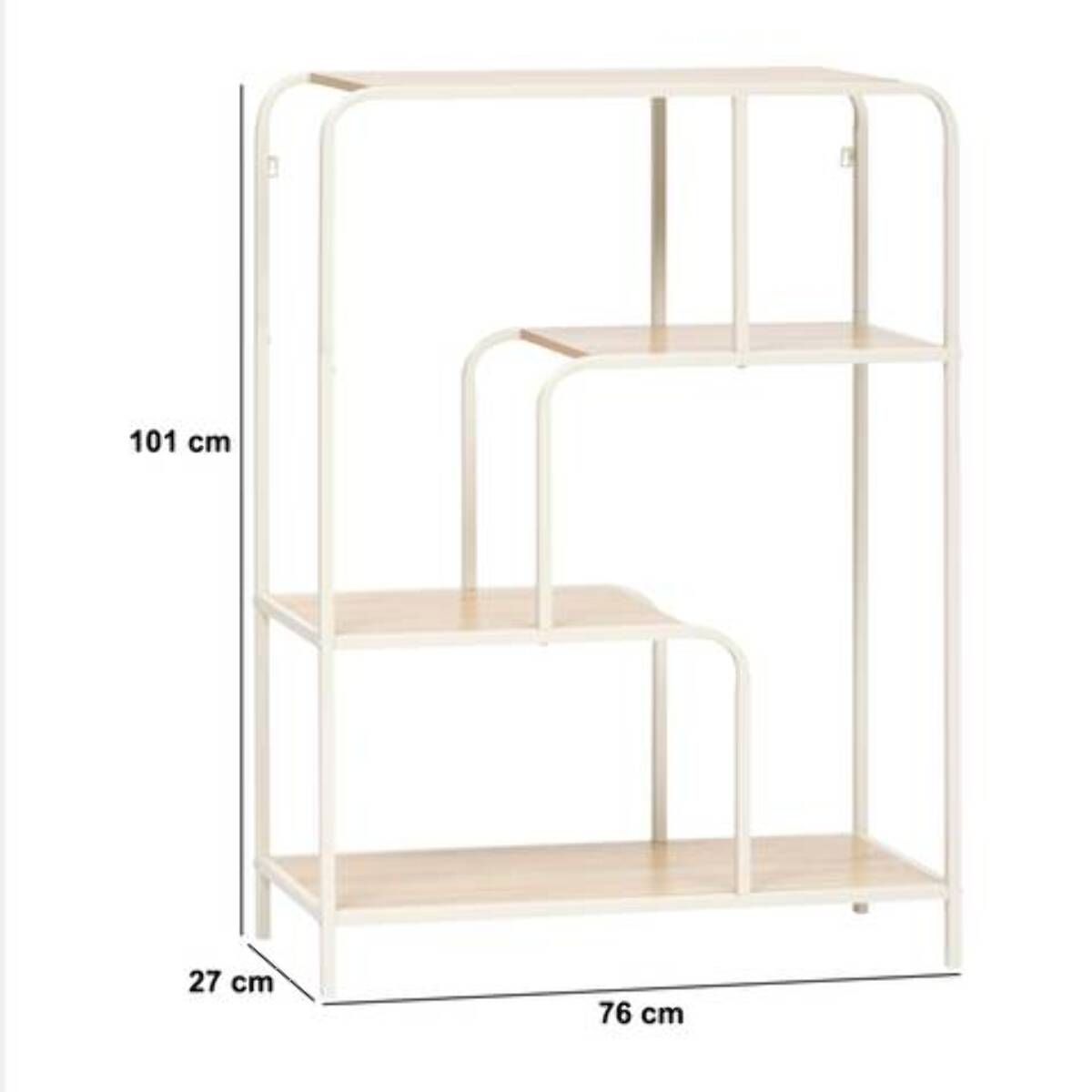 Console Curvy 2 étagères bois clair