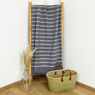 Fouta doublée éponge - Alanya Gris - 140x180cm - 400g/m²