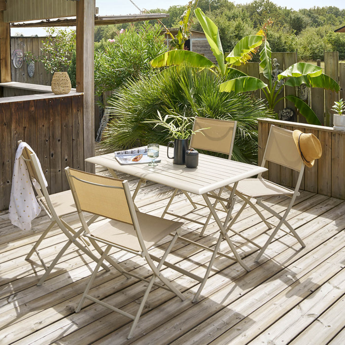 Table de jardin pliante carrée "Azua" argile 4 places en aluminium traité en epoxy