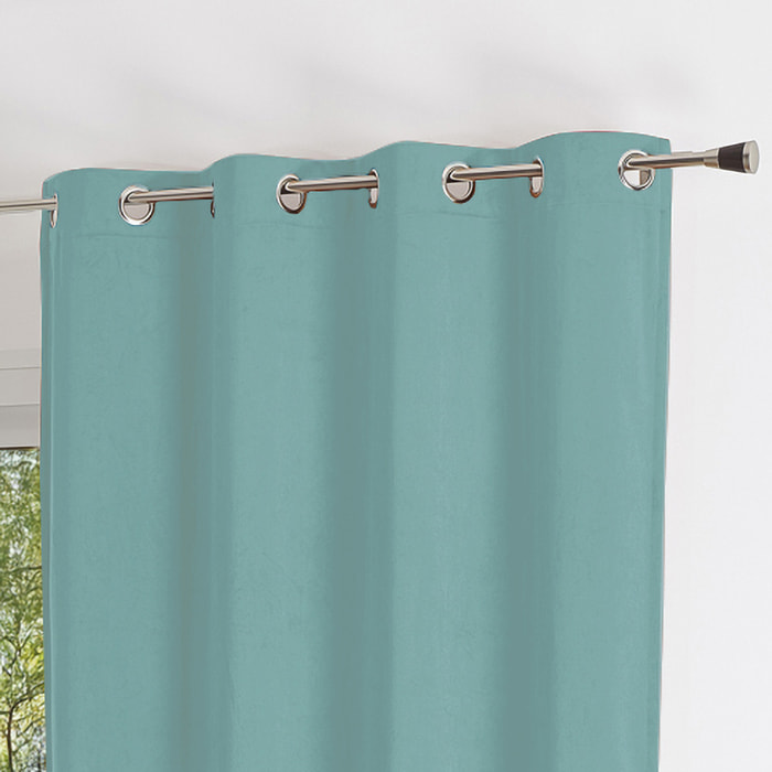 Rideau uni en suédine  - Effet daim et velours - Turquoise