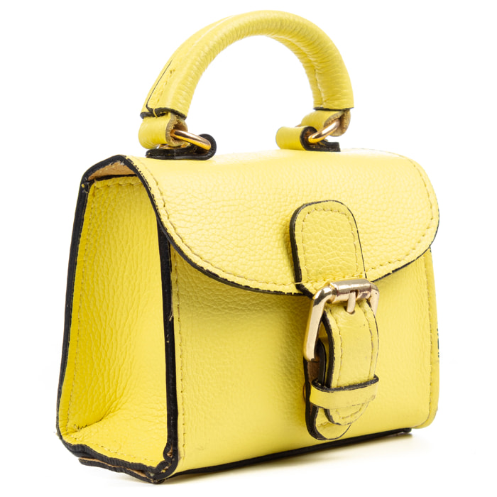 Annicco mini borsa a mano e a tracolla donna. Pelle autentica finitura Dollaro.