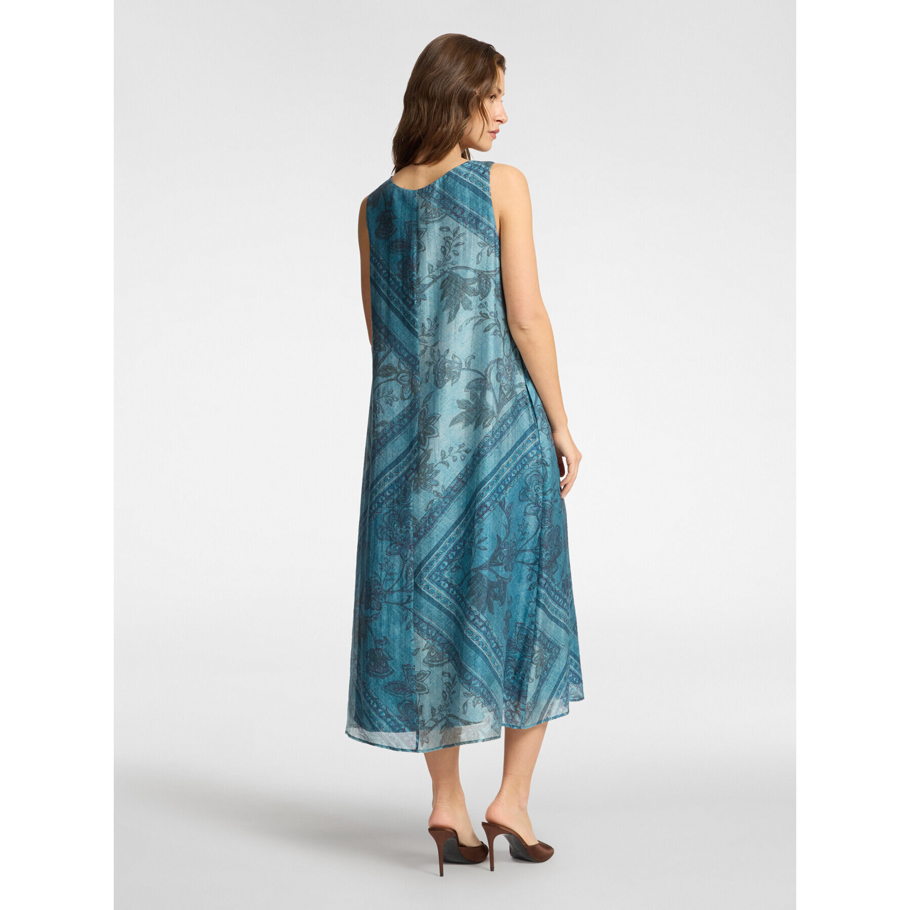 Elena Mirò - Vestido estampado en lyocell - Azul