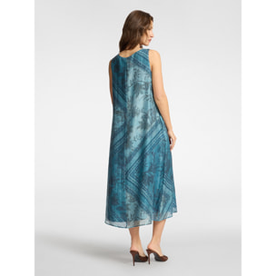 Elena Mirò - Vestido estampado en lyocell - Azul