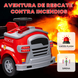 Coche Eléctrico para Niños de +3 Años Carro Eléctrico Infantil Camión de Bomberos para Niños con Batería 12V Sirena Faros Bocina Música y Herramientas de Bombero Rojo