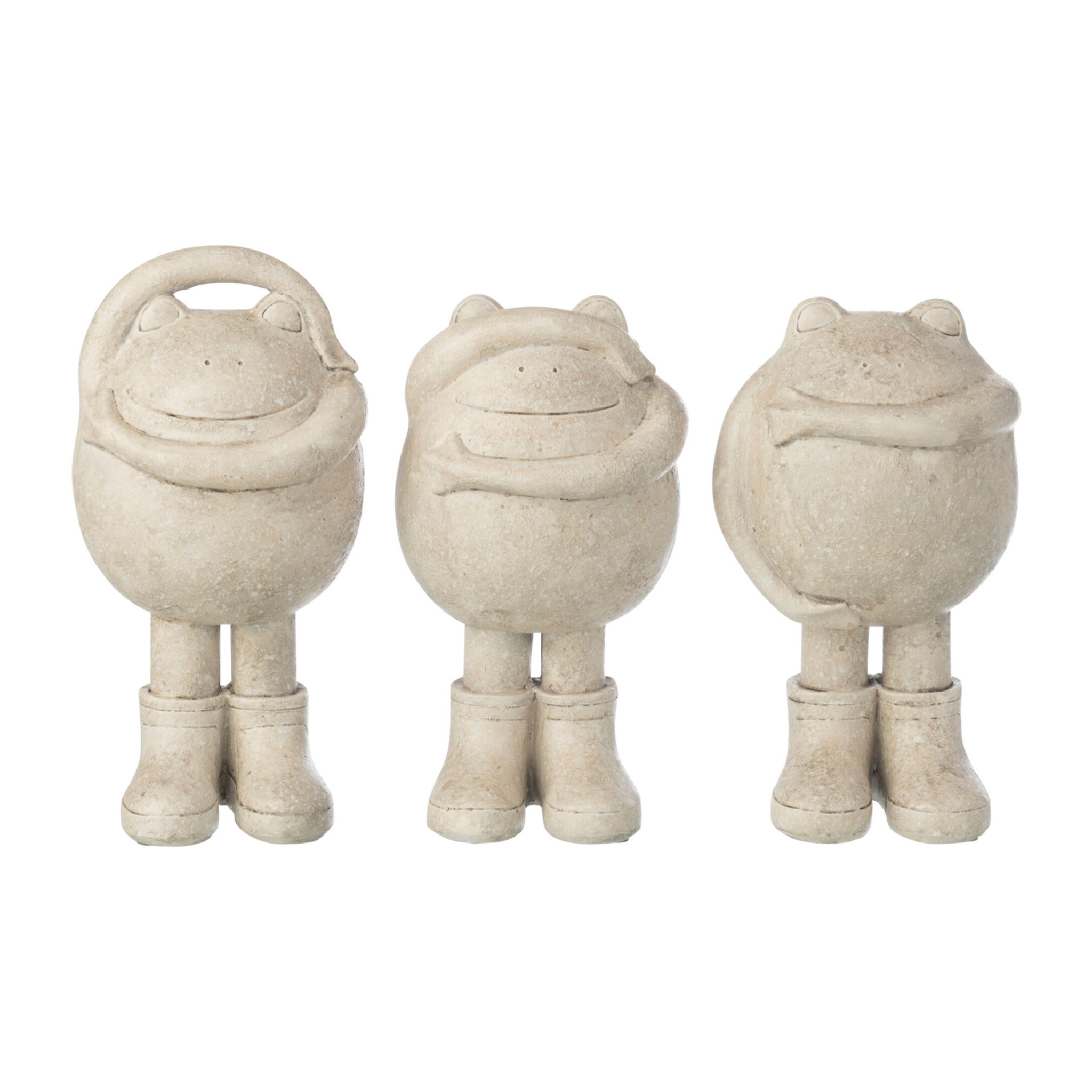 J-Line Grenouille Voir/Entendre/Parler - polyrésine - beige - small - 3 pièces