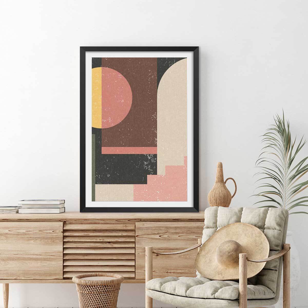 Poster minimal vintage Affiche + cadre en bois - Noir