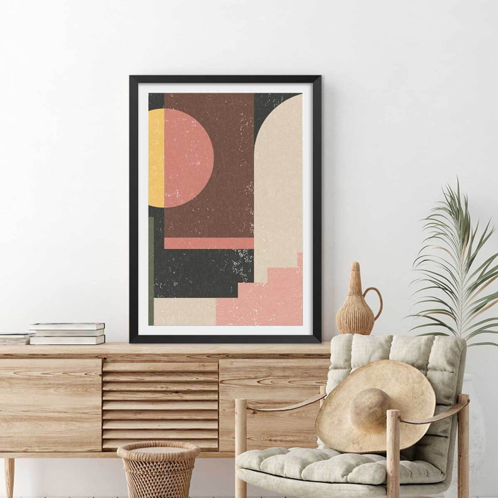 Poster minimal vintage Affiche + cadre en bois - Noir