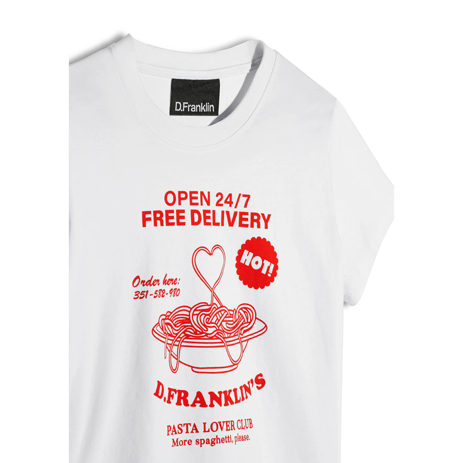 Camiseta Mujer Pasta Lover Blanca / Roja D.Franklin