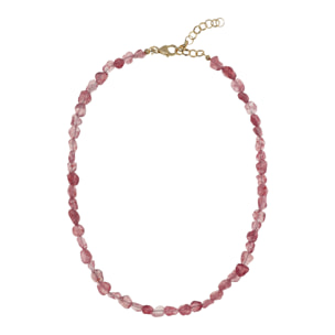 Collana Girocollo con Pietre Naturali Quarzo Rosa