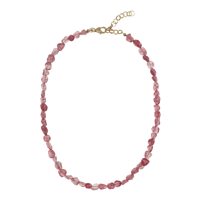 Collana Girocollo con Pietre Naturali Quarzo Rosa