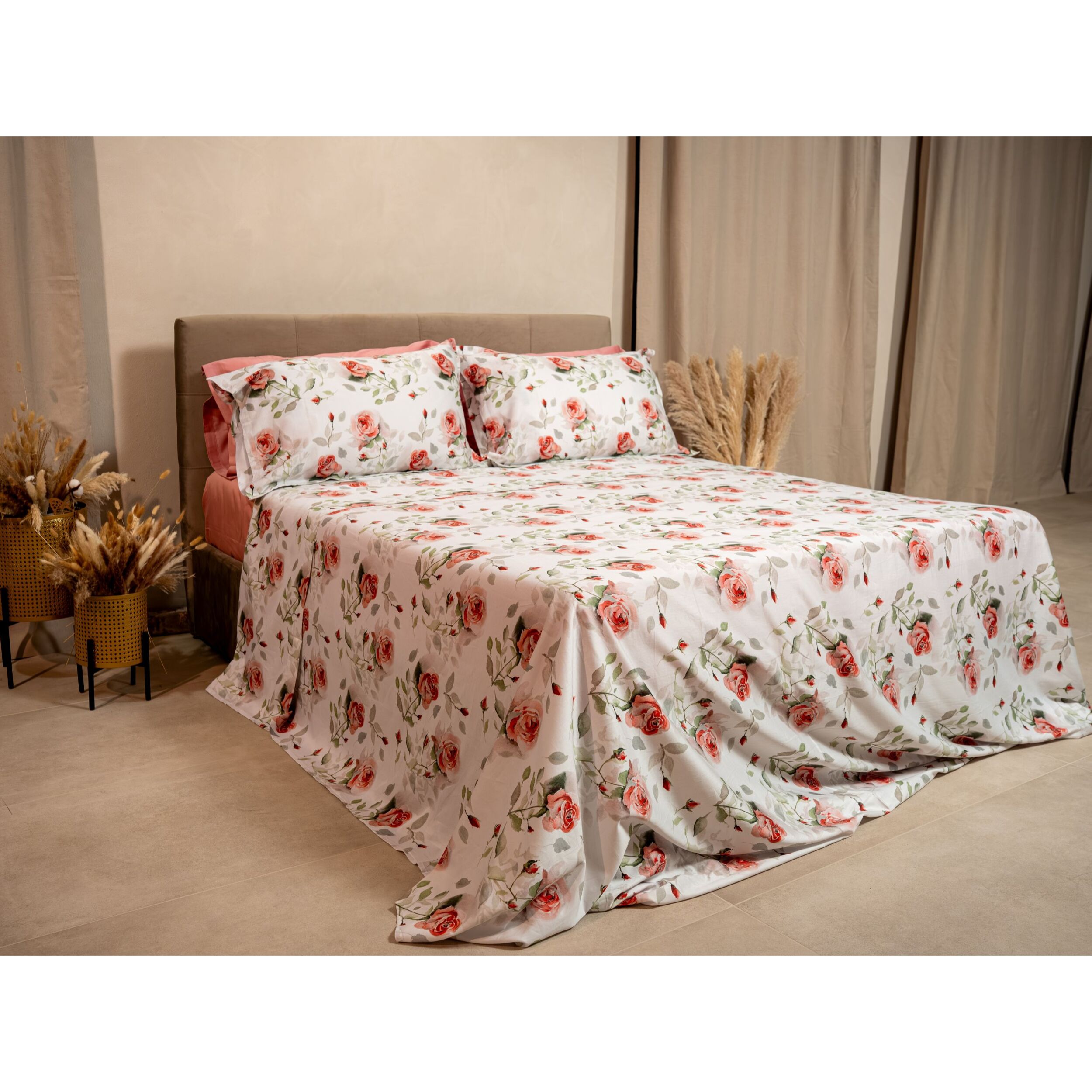 COTONE EGIZIANO Completo Letto Rosaire in Raso