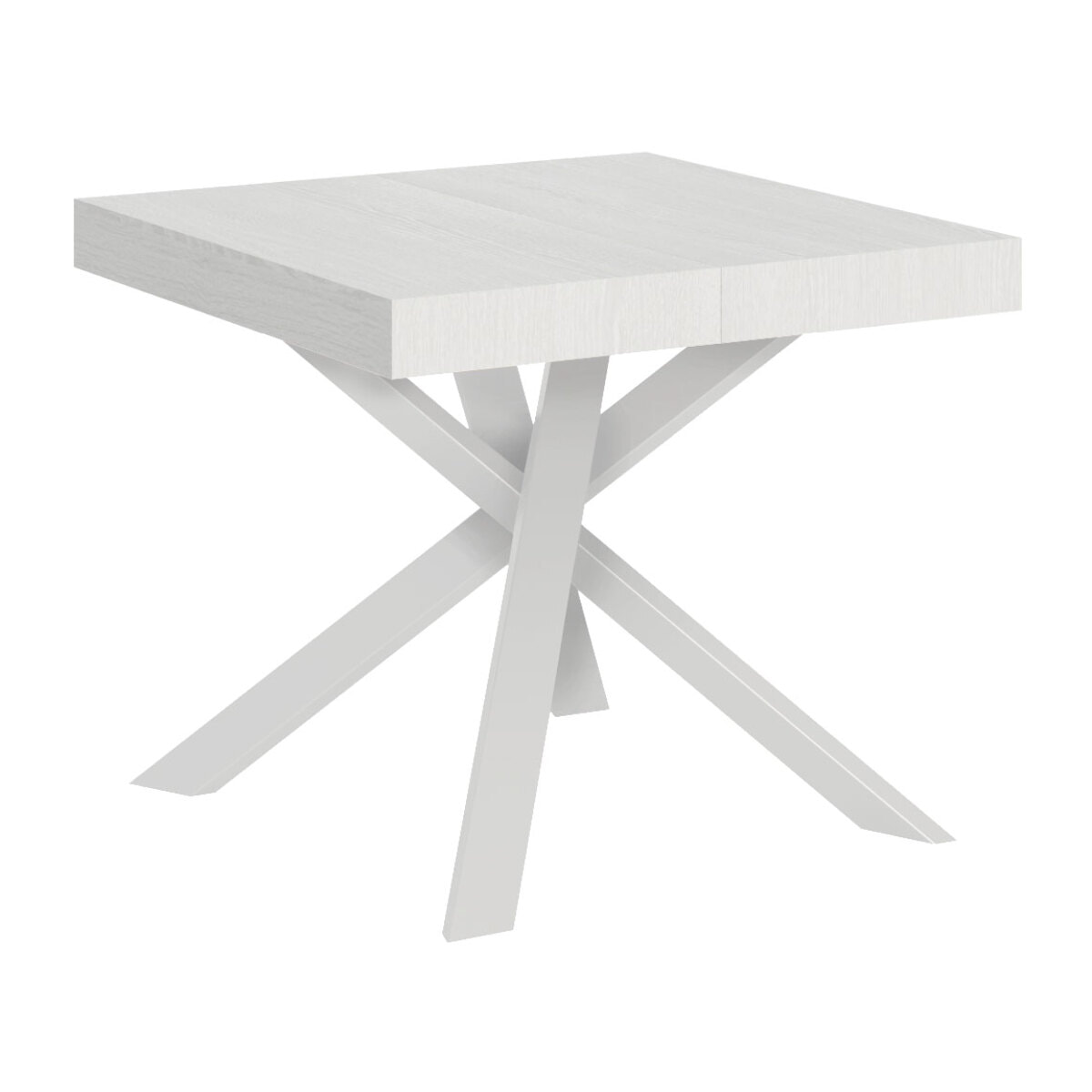 Table extensible 90x90/194 cm Clerk dessus Frêne Blanc pieds Blancs