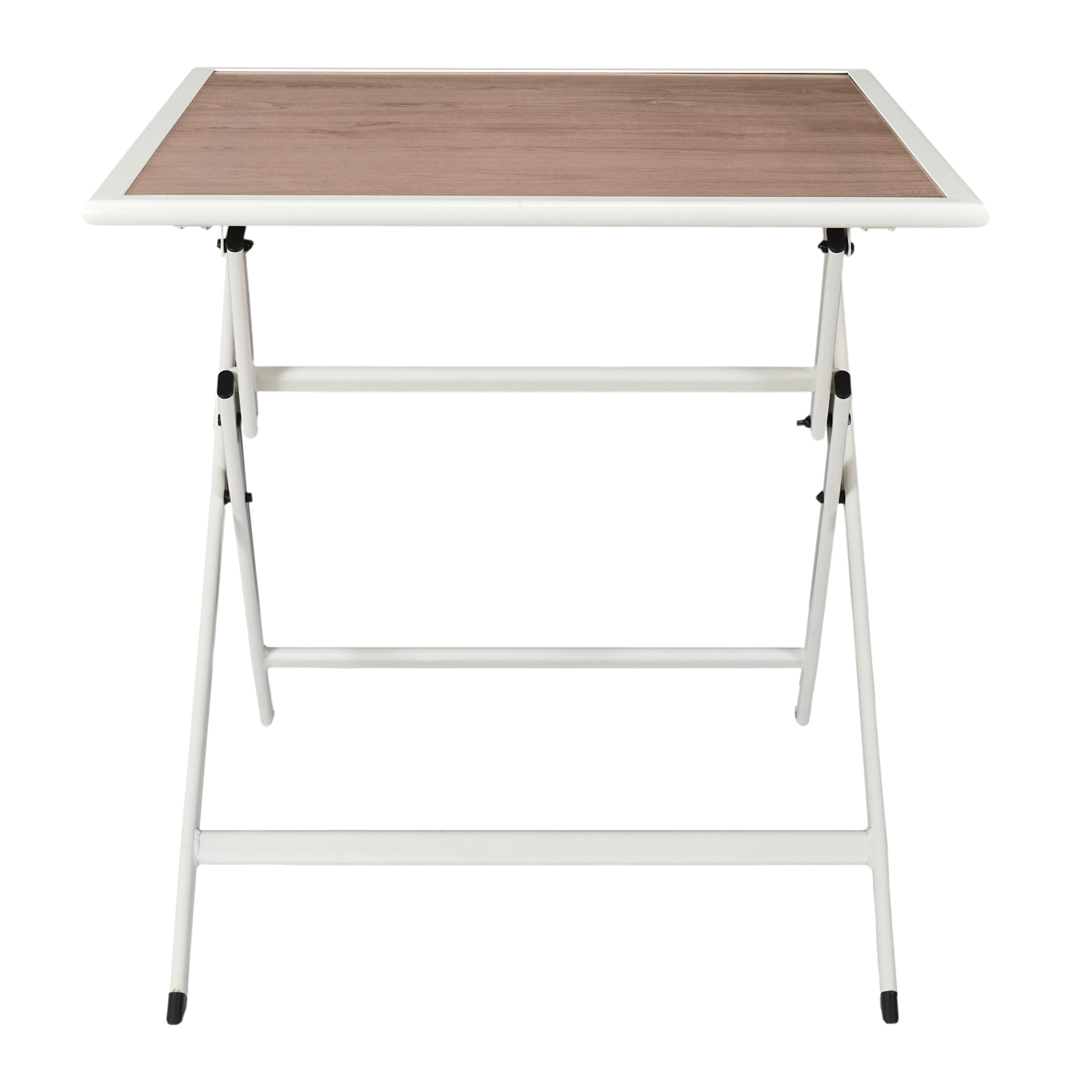Table Metal Blanc Effet Bois Barcelone 70x70 M1