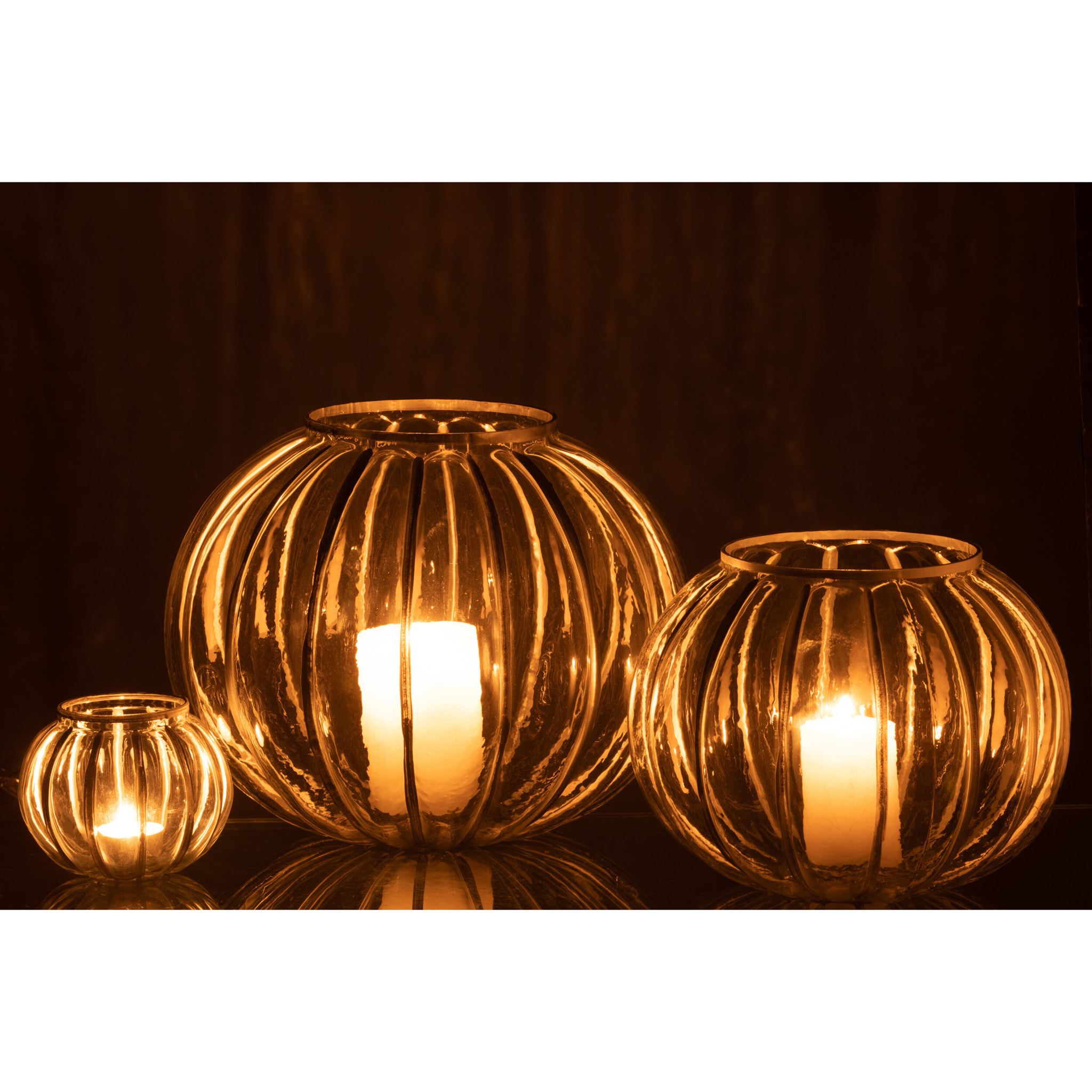 J-Line photophore Boule - verre - transparent/argent - large