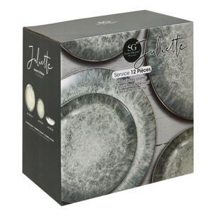 Service de table Juliette 12 pièce(s) vert L26,5xp2,4xH26,5cm