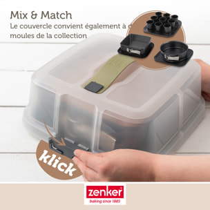 Ensemble de 2 Moules à charnière carré avec couvercle 23 cm Zenker Bake Click and Go