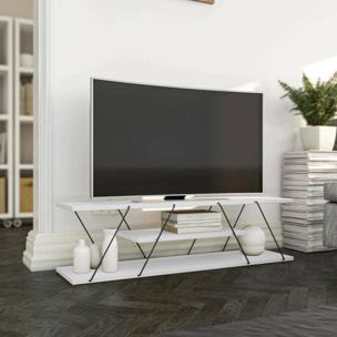 Mobile porta TV Dmustaph, Credenza da soggiorno, Armadio basso per TV, Base parete attrezzata, 120x30h33 cm, Bianco e Nero