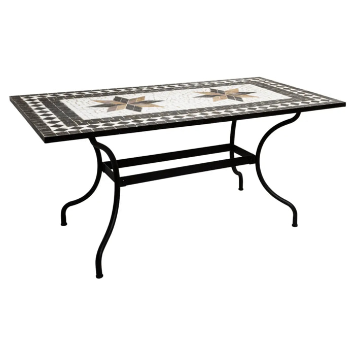 Table à manger rectangulaire "Kipos" mosaïque noir L160cm