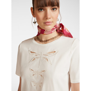 Elena Mirò - T-shirt con ricamo libellule - Bianco