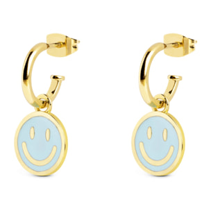 Pendientes Aro Smiley Sky Enamel Baño Oro