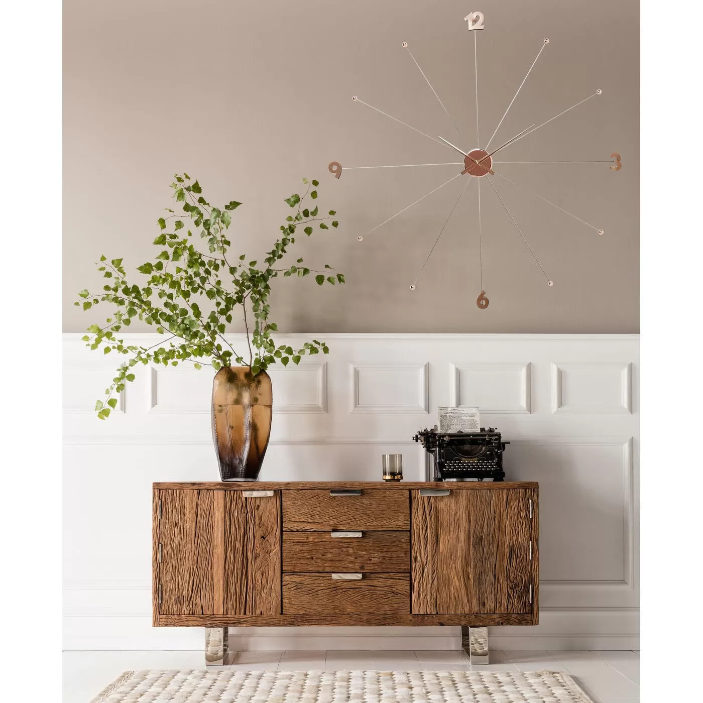 Horloge murale Umbrella or rose Kare Design