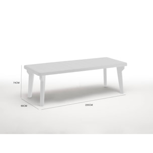 Tavolo da esterno Anatre, Base per picnic, Piano da pranzo da giardino, Banco outdoor multiuso, Made in Italy, 160/220x90 h74 cm, Bianco
