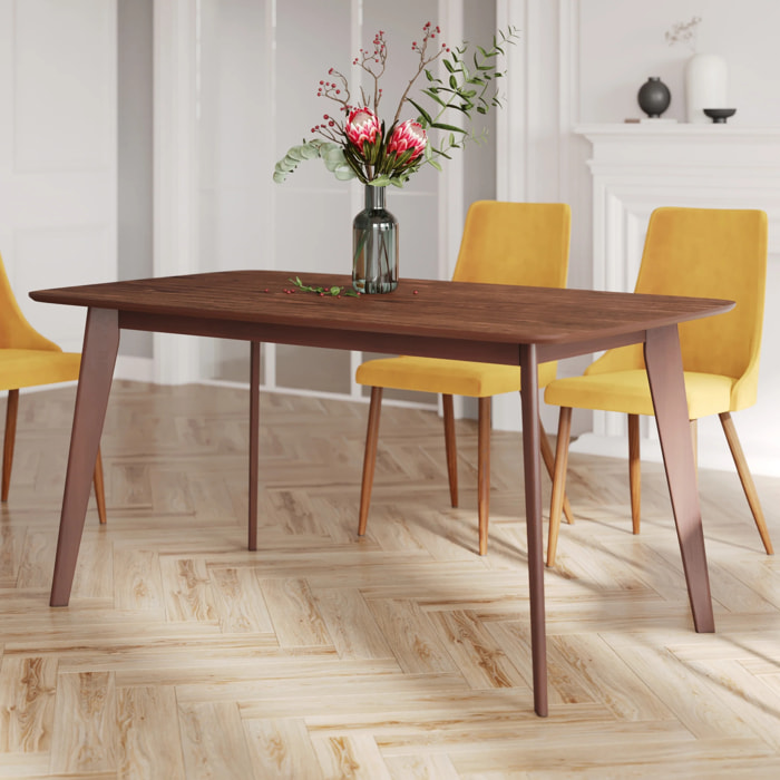 Table rectangulaire 4/6 personnes extensible en bois foncé 150/180 cm - Oman
