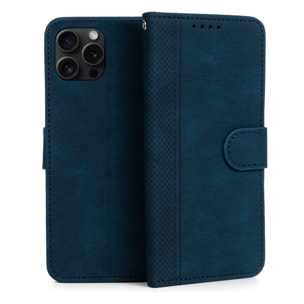 Custodia in similpelle antiurto stile libro per iPhone 12 Pro Max. Portacarte interno, cinturino da polso removibile.