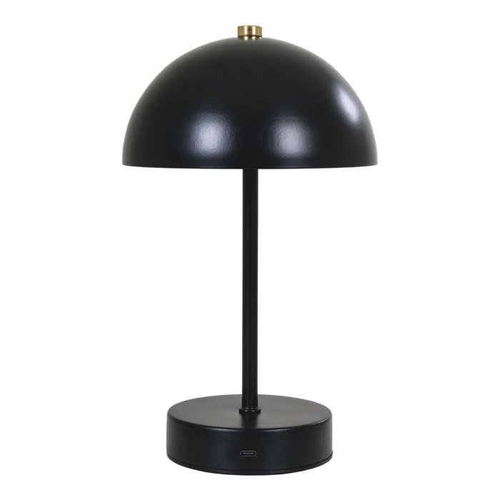 Lampada da tavolo Holt ricaricabile in metallo nero e ottone