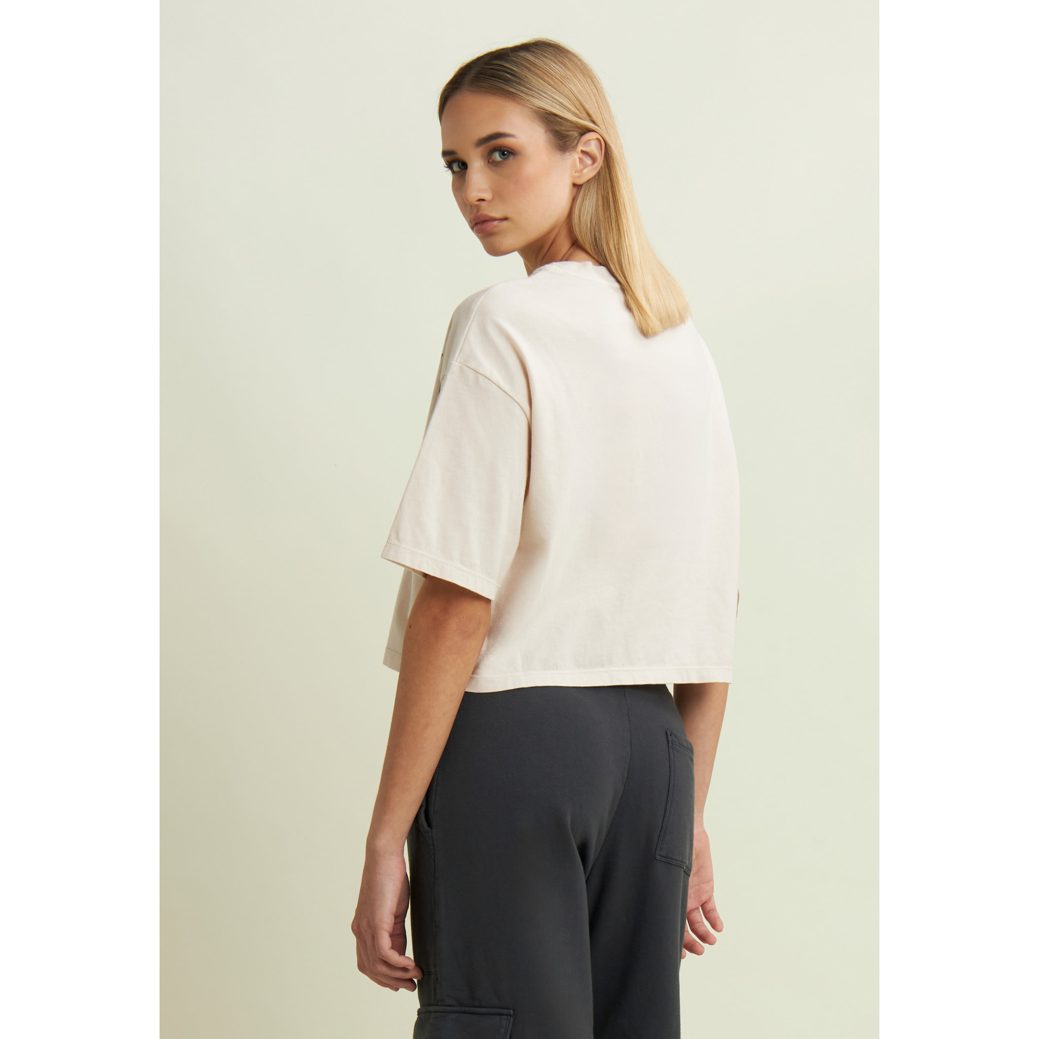 T-shirt cropped con stampa Flow centrale