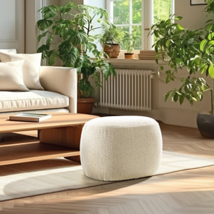 LEOPOLD - Pouf forme design n°2 en tissu petite bouclette beige