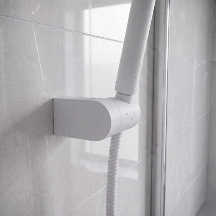 Support mural orientable pour pommeau de douche blanc matt – Réglable – Olga ABS