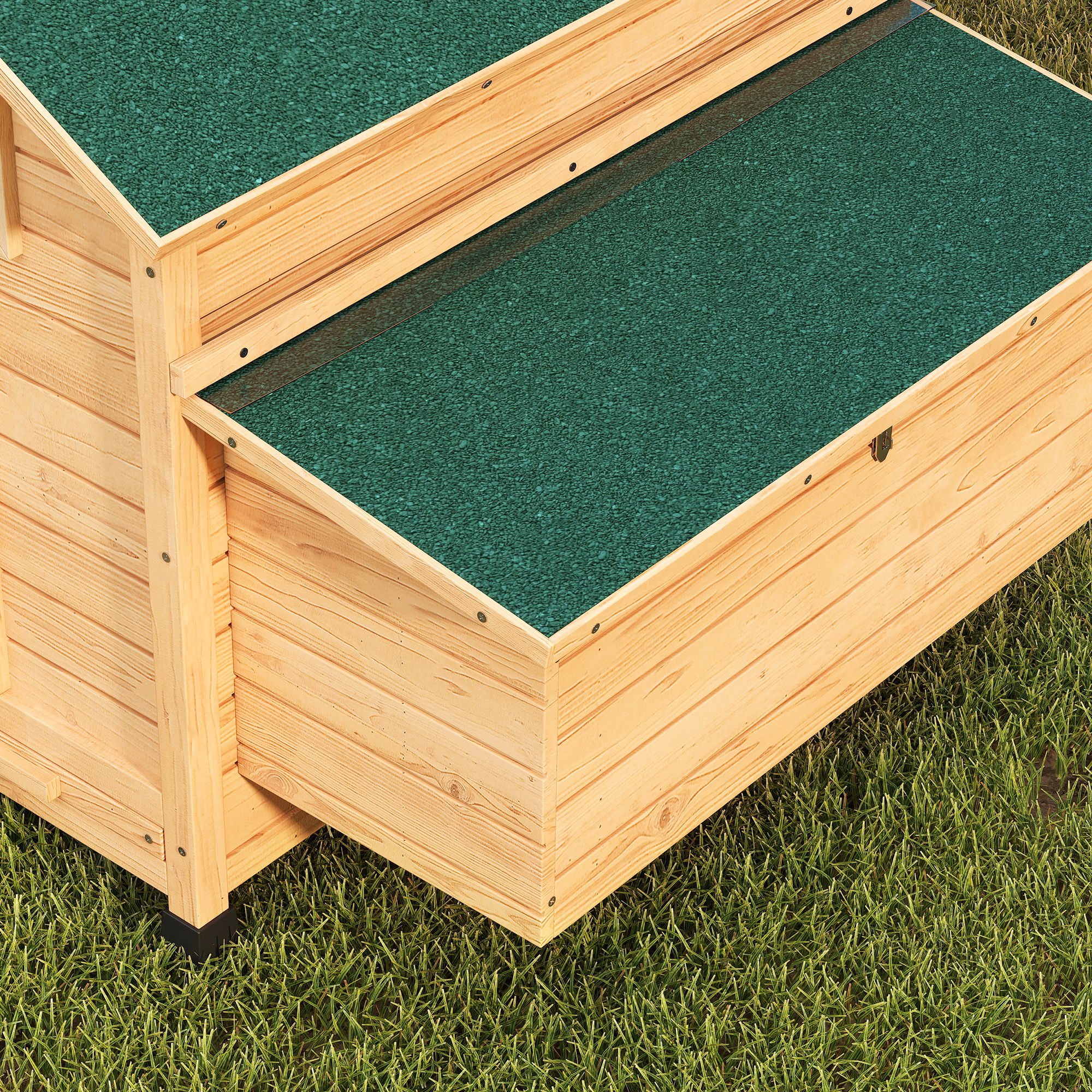 Gallinero de Madera para Exterior, Caseta para Gallinas con 2 Nidos, Bandeja Extraíble, Perchas, Techo Impermeable, Casa para 2-4 Gallinas y Conejos, 150x100x96,5 cm, Amarillo