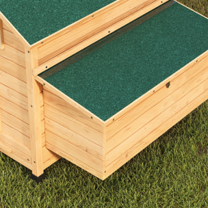 Gallinero de Madera para Exterior, Caseta para Gallinas con 2 Nidos, Bandeja Extraíble, Perchas, Techo Impermeable, Casa para 2-4 Gallinas y Conejos, 150x100x96,5 cm, Amarillo