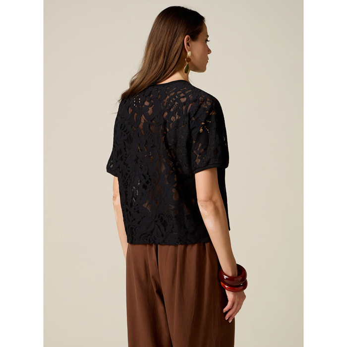 Oltre - T-shirt in pizzo - Nero