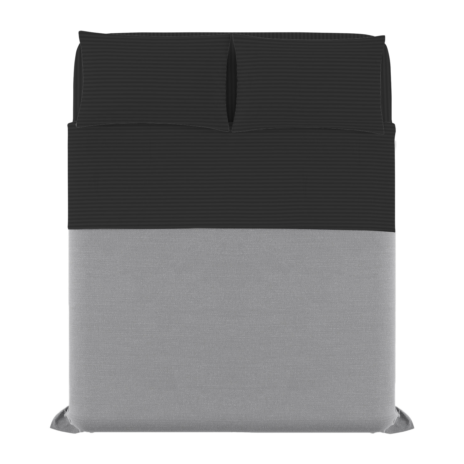 COMPLETO LETTO SATIN STRIPES RASO DI POLIESTERE MADE IN ITALY - MATRIMONIALE NERO