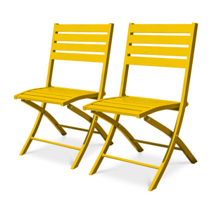 MARIUS - Lot de 2 chaises de jardin en aluminium moutarde