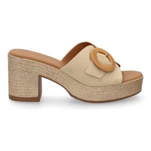 Zueco de tacon comodos y elegantes diseño moderno con hebilla decorativa